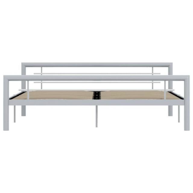 Berkfield Home Elegant Bed Frame Grey & White Metal 180x200 cm Super King - image 1