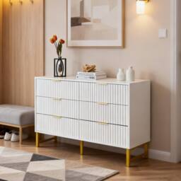 FURNITURE ONE Chest of 6 Drawers, Clothing Storage Cabinet - White - Size: 1 Pack - thumbnail 1