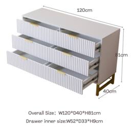 FURNITURE ONE Chest of 6 Drawers, Clothing Storage Cabinet - White - Size: 1 Pack - thumbnail 7