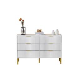 FURNITURE ONE Chest of 6 Drawers, Clothing Storage Cabinet - White - Size: 1 Pack - thumbnail 2