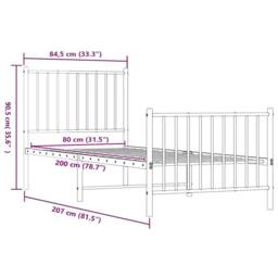 Berkfield Home Metal Bed Frame with Headboard & Footboard White 80x200 cm - thumbnail 9