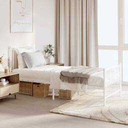 Berkfield Home Metal Bed Frame with Headboard & Footboard White 80x200 cm - thumbnail 2