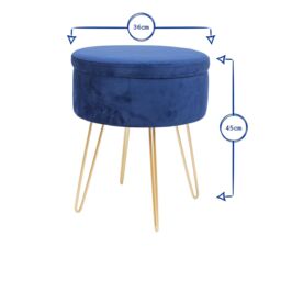 Harbour Housewares Round Velvet Storage Footstool - H45 x D36cm - Silver Legs in Pink - thumbnail 4