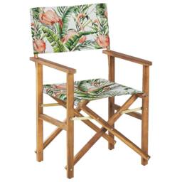 Wyld and Coco Flamingo Director's Chairs Set of 2 Folding Acacia Grey Fabric Sling in Brown - thumbnail 4