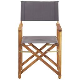 Wyld and Coco Flamingo Director's Chairs Set of 2 Folding Acacia Grey Fabric Sling in Brown - thumbnail 7