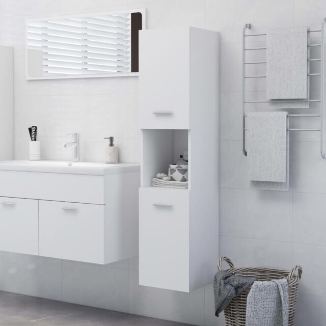 Berkfield Home Bathroom Cabinet White 30x30x130 cm Engineered Wood - Size: 30 x 30 x 130 cm - image 1