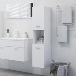 Berkfield Home Bathroom Cabinet White 30x30x130 cm Engineered Wood - Size: 30 x 30 x 130 cm - thumbnail 1