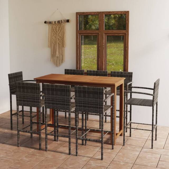 Berkfield Home 9 Piece Garden Bar Set Grey - image 1