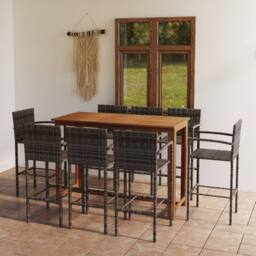 Berkfield Home 9 Piece Garden Bar Set Grey - thumbnail 1