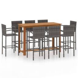 Berkfield Home 9 Piece Garden Bar Set Grey - thumbnail 2