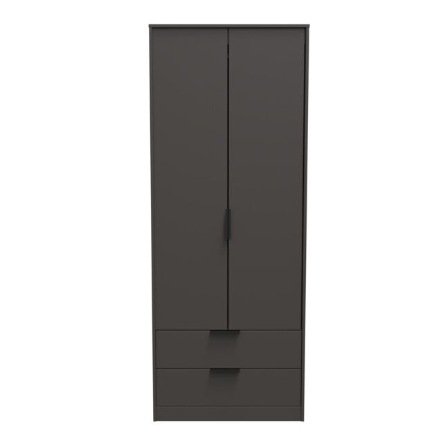 Ready Assembled 2 U Fuji 2 Door 2 Drawer Wardrobe (Ready Assembled) in Dark Grey - image 1