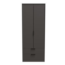 Ready Assembled 2 U Fuji 2 Door 2 Drawer Wardrobe (Ready Assembled) in Dark Grey - thumbnail 1