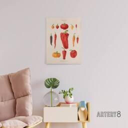 "Artery8 Capsicums & Chili Peppers Ernst Benary Canvas Wall Art Print in White - Size: W18"" x H24""" - thumbnail 3