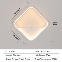 Pheashine Modern White Square LED Wall Sconce, 3000K Warm White Wall Light, 25cm - thumbnail 3