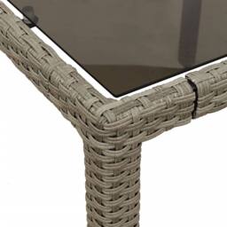 Berkfield Home Garden Table with Glass Top Light Grey 190x90x75 cm Poly Rattan - Size: 190 x 90 x 75 cm - thumbnail 9