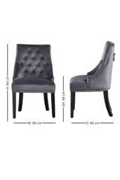 Life Interiors Set of 4 Velvet Dining Chairs Scoop Knockerback & Button Tufted, Solid Wood Legs in Dark Grey - thumbnail 7