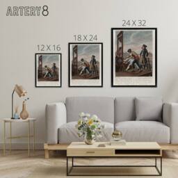 "Artery8 Guillotine Execution of Robespierre Framed Canvas Wall Art Print - Size: W12"" x H16""" - thumbnail 4