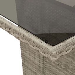 Berkfield Home Garden Table with Glass Top Light Grey 190x80x74 cm Poly Rattan - Size: 190 x 80 x 74 cm - thumbnail 8