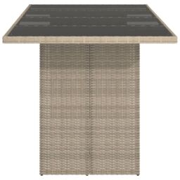 Berkfield Home Garden Table with Glass Top Light Grey 190x80x74 cm Poly Rattan - Size: 190 x 80 x 74 cm - thumbnail 4