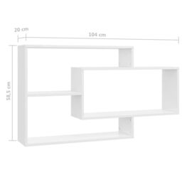 Berkfield Home Wall Shelf High Gloss White 104x20x58.5 cm Engineered Wood - thumbnail 6