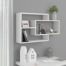 Berkfield Home Wall Shelf High Gloss White 104x20x58.5 cm Engineered Wood - thumbnail 1