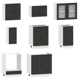 Berkfield Home Elegant 8 Piece Kitchen Cabinet Set Kalmar Black Engineered Wood - thumbnail 4