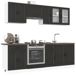 Berkfield Home Elegant 8 Piece Kitchen Cabinet Set Kalmar Black Engineered Wood - thumbnail 2