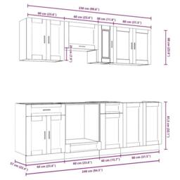 Berkfield Home Elegant 8 Piece Kitchen Cabinet Set Kalmar Black Engineered Wood - thumbnail 9