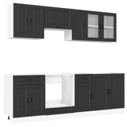 Berkfield Home Elegant 8 Piece Kitchen Cabinet Set Kalmar Black Engineered Wood - thumbnail 3