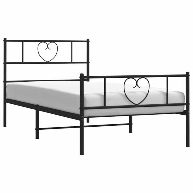 Berkfield Home Metal Bed Frame with Headboard & Footboard Black 100x190 cm - image 1