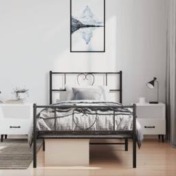Berkfield Home Metal Bed Frame with Headboard & Footboard Black 100x190 cm - thumbnail 4