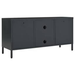 Berkfield Home TV Cabinet Anthracite 105x35x52 cm Steel & Glass in Charcoal - Size: 105 x 35 x 52 cm - thumbnail 5