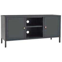 Berkfield Home TV Cabinet Anthracite 105x35x52 cm Steel & Glass in Charcoal - Size: 105 x 35 x 52 cm