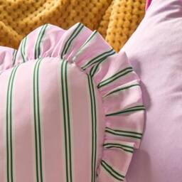 OHS Stripe Frill Heart Shaped Scatter Cushion Throw Pillow in Baby Pink - thumbnail 2