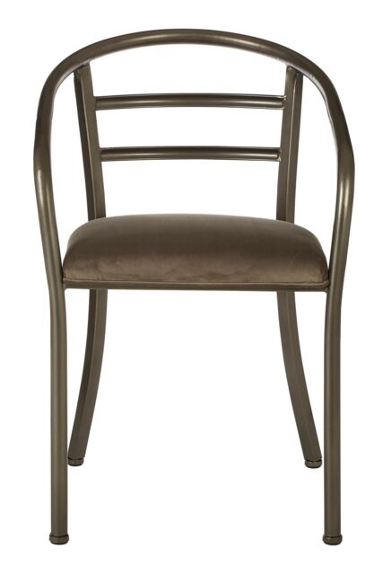 Orsina Industrial Design Armchair With Curved Backrest, Durable Comfortable Foundry Chair For Outdoor Sitting in Brown - image 1