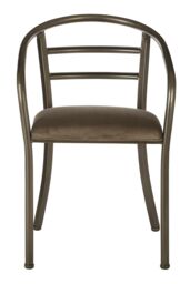 Orsina Industrial Design Armchair With Curved Backrest, Durable Comfortable Foundry Chair For Outdoor Sitting in Brown - thumbnail 1