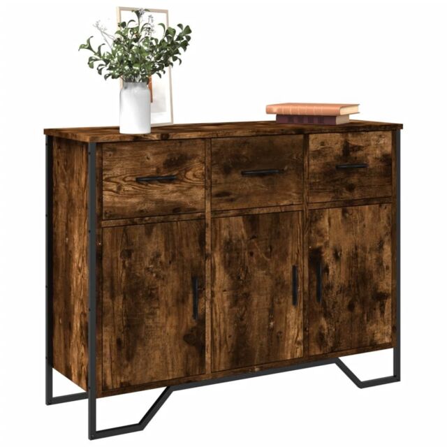 Berkfield Home Sideboard Smoked Oak 97x32.5x74.5 cm Engineered Wood in Brown - image 1