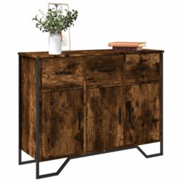 Berkfield Home Sideboard Smoked Oak 97x32.5x74.5 cm Engineered Wood in Brown - thumbnail 1