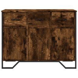 Berkfield Home Sideboard Smoked Oak 97x32.5x74.5 cm Engineered Wood in Brown - thumbnail 4