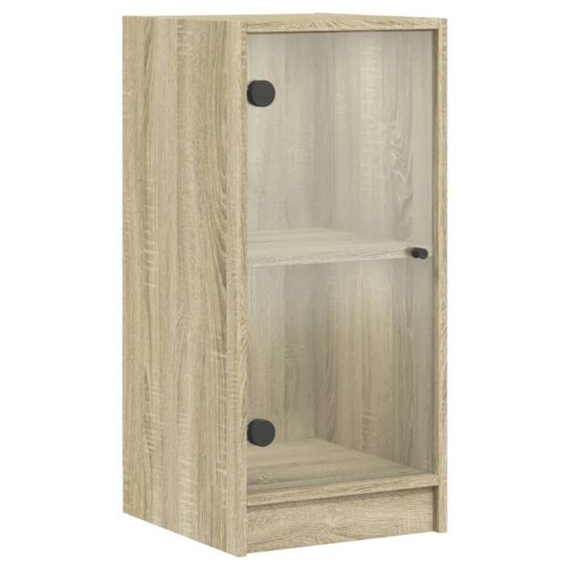 Berkfield Home Side Cabinet with Glass Doors Sonoma Oak 35x37x75.5 cm in Light Brown - image 1