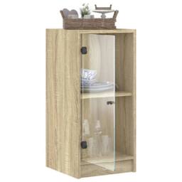 Berkfield Home Side Cabinet with Glass Doors Sonoma Oak 35x37x75.5 cm in Light Brown - thumbnail 5