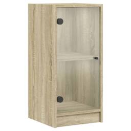 Berkfield Home Side Cabinet with Glass Doors Sonoma Oak 35x37x75.5 cm in Light Brown - thumbnail 1