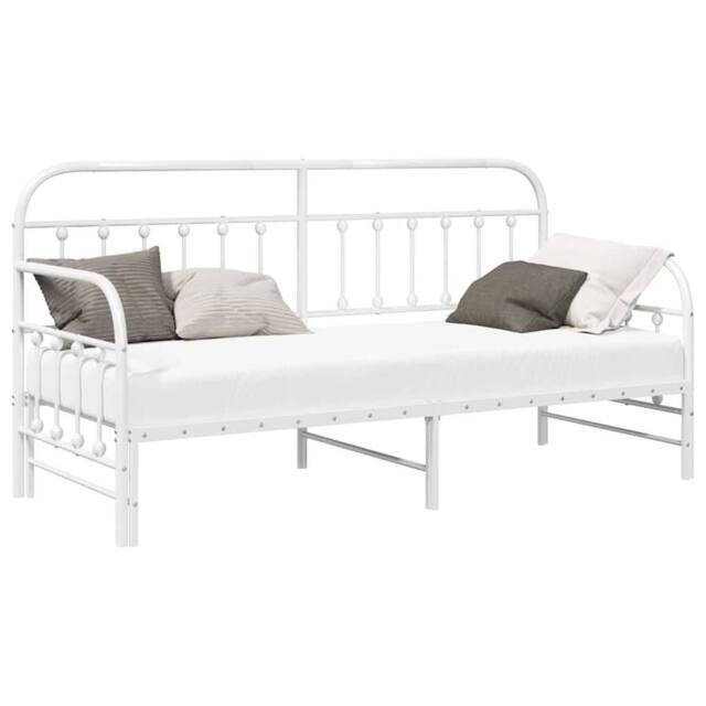 Berkfield Home Beautiful Daybed Frame with Trundle - White, 80x200 cm, Steel in White - Size: 80x200 cm - image 1