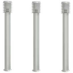 Berkfield Home Outdoor Floor Lamps 3pcs Silver 110cm Stainless Steel - thumbnail 2