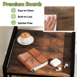 Costway Bedroom Nightstand Bedside Table w/Fabric Drawer & Open Shelf-Coffee in Brown - thumbnail 5