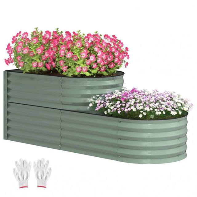 SPETLEK Light Green 2-Tier Galvanised Raised Bed Safety Edging Garden Plant - Size: 1.25kg - image 1
