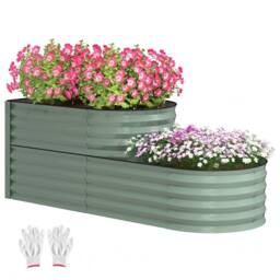 SPETLEK Light Green 2-Tier Galvanised Raised Bed Safety Edging Garden Plant - Size: 1.25kg