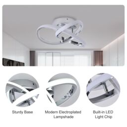 Garwarm Flush Led Mount Chandelier Chrome 20W 6000K in Silver - thumbnail 6