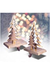 Netagon Set of 2 Christmas Stocking Holders in Gold