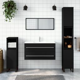 Berkfield Home Bathroom Cabinet with Mirror Black Engineered Wood